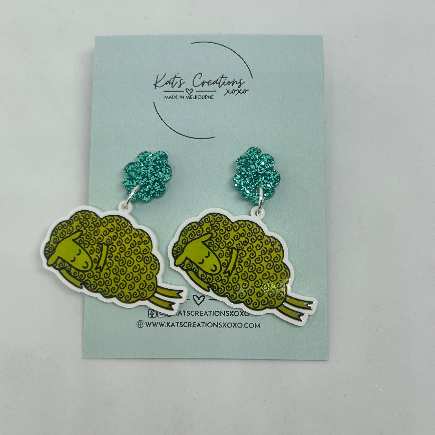 NEW Sleeping Green Sheep Dangles