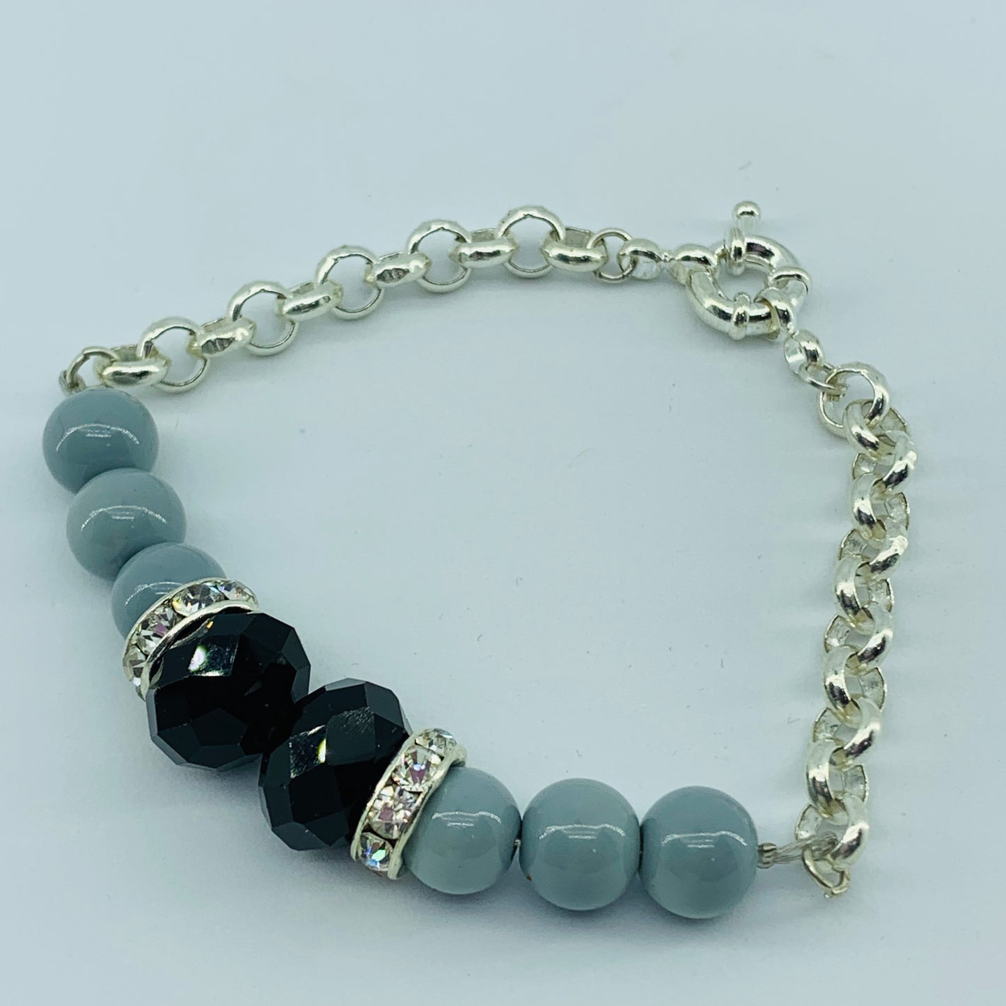 The Ombre Bracelet - Silver & Back/Grey