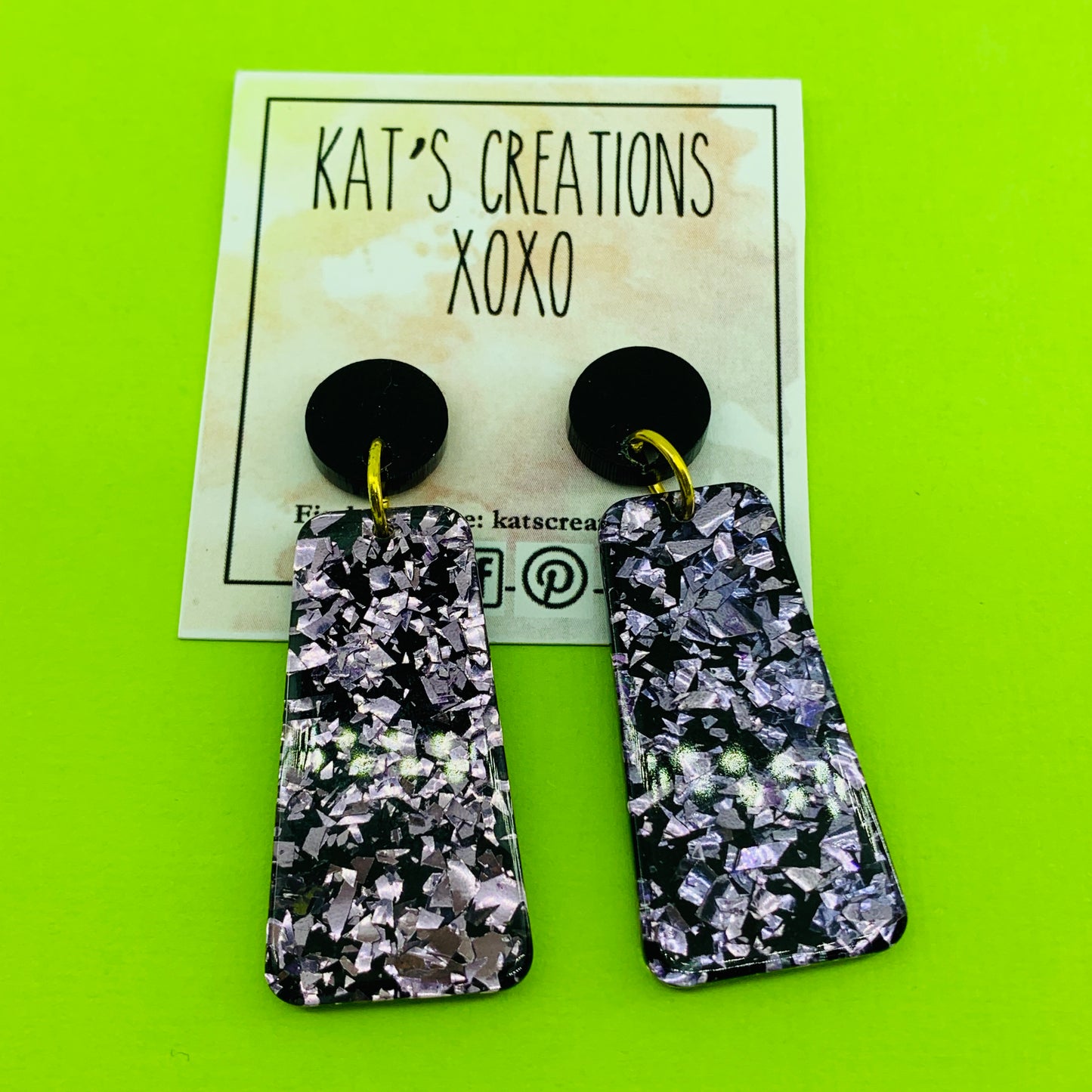 Midnight Sky Glitter Dangles - Oblong