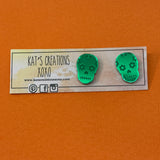 Mirror Sugar Skull Studs