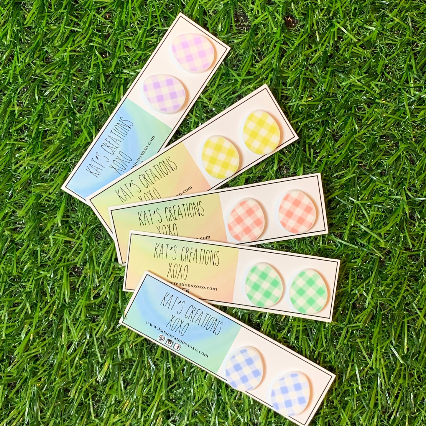 NEW Gingham egg studs