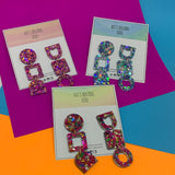 NEW glitter geo trio dangles