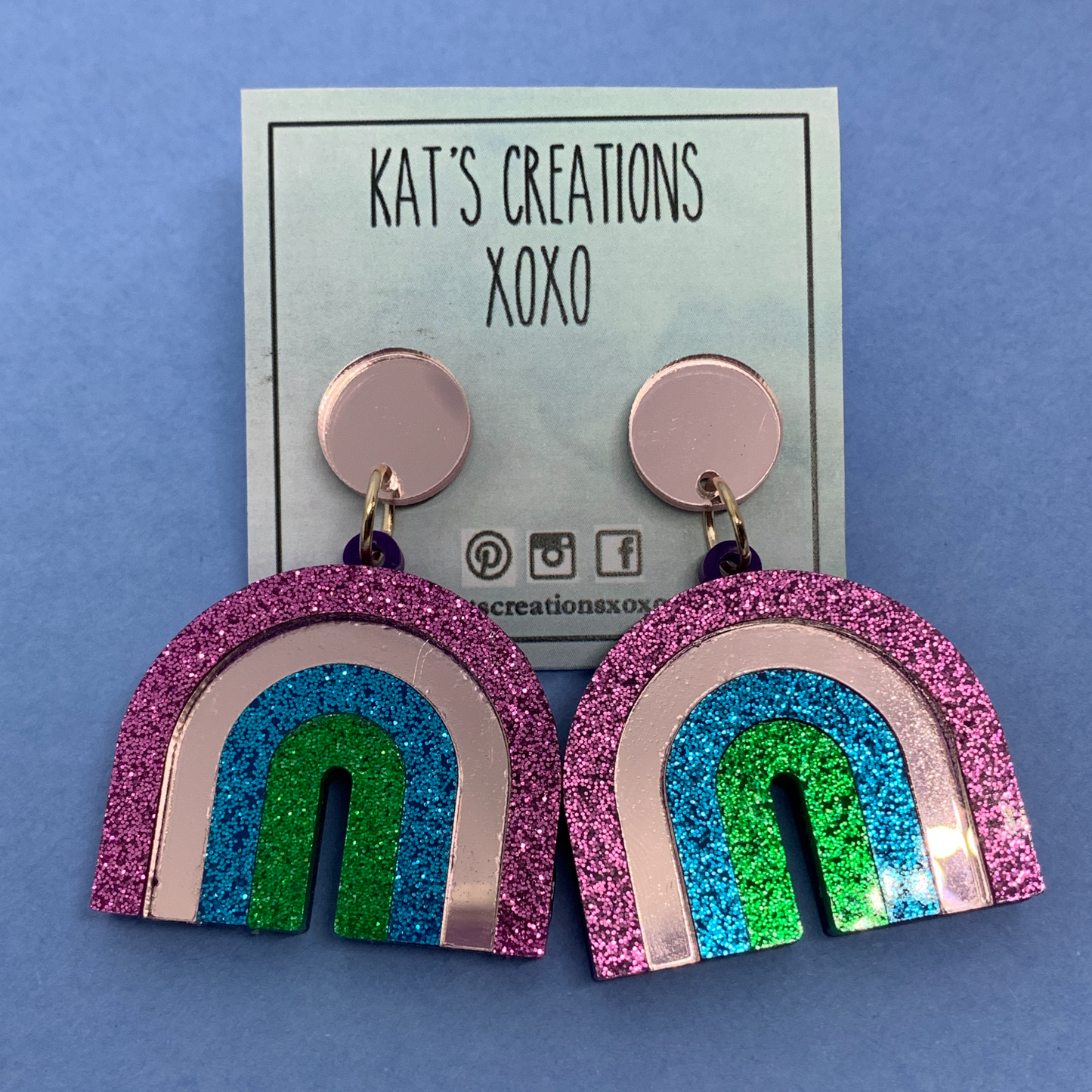 SALE Mirror & Glitter Rainbow Dangles