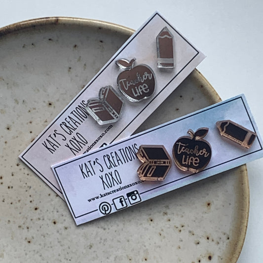 NEW Teacher Life Trio Studs