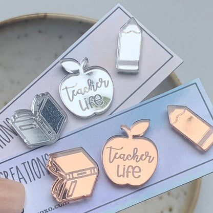 NEW Teacher Life Trio Studs