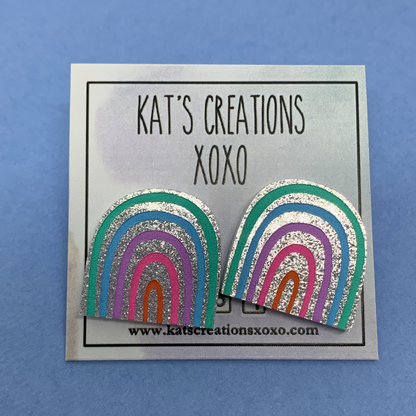 Statement Rainbow Glitter Studs- SALE