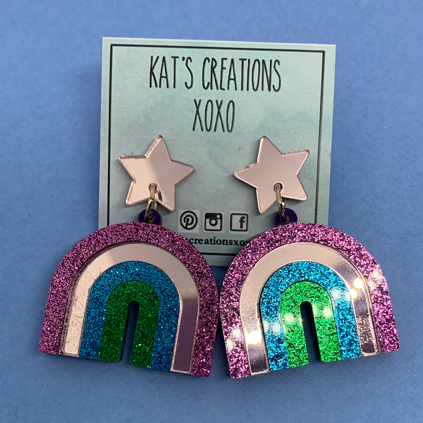 SALE Mirror & Glitter Rainbow Dangles