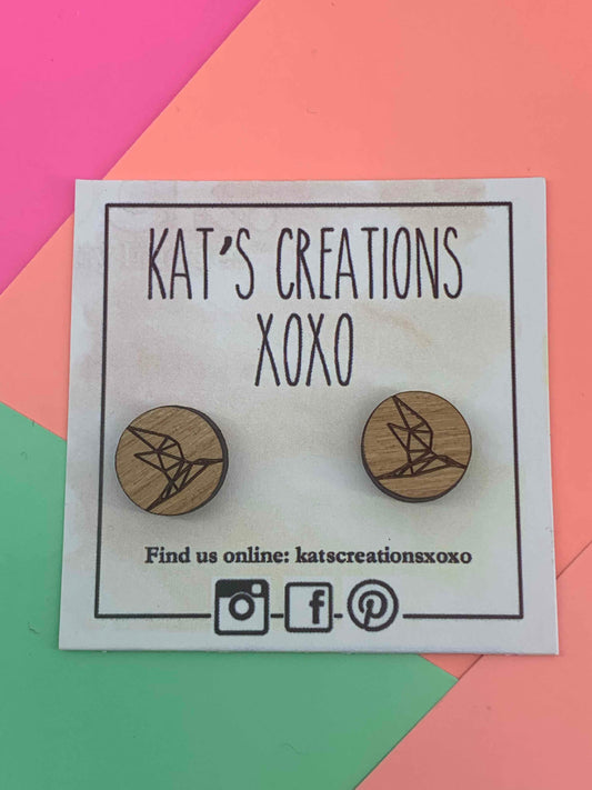 Origami Crane Wooden Studs