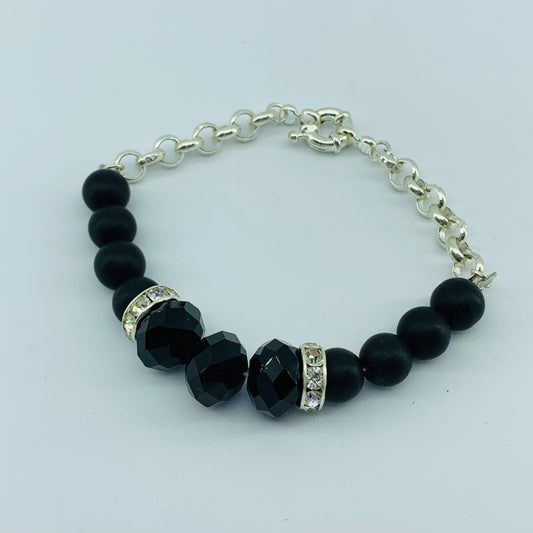 The Ombre Bracelet- Black & Silver