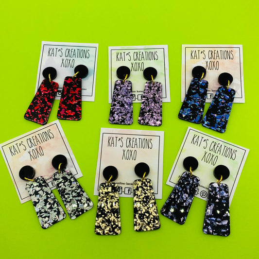 Midnight Sky Glitter Dangles - Oblong