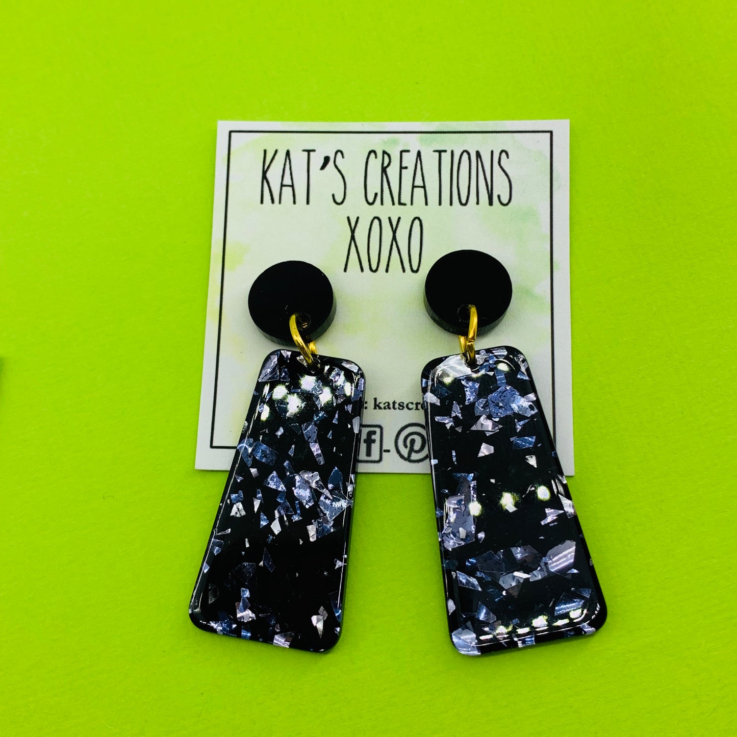 Midnight Sky Glitter Dangles - Oblong