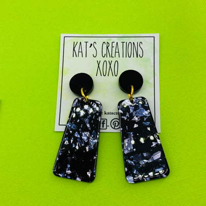 Midnight Sky Glitter Dangles - Oblong