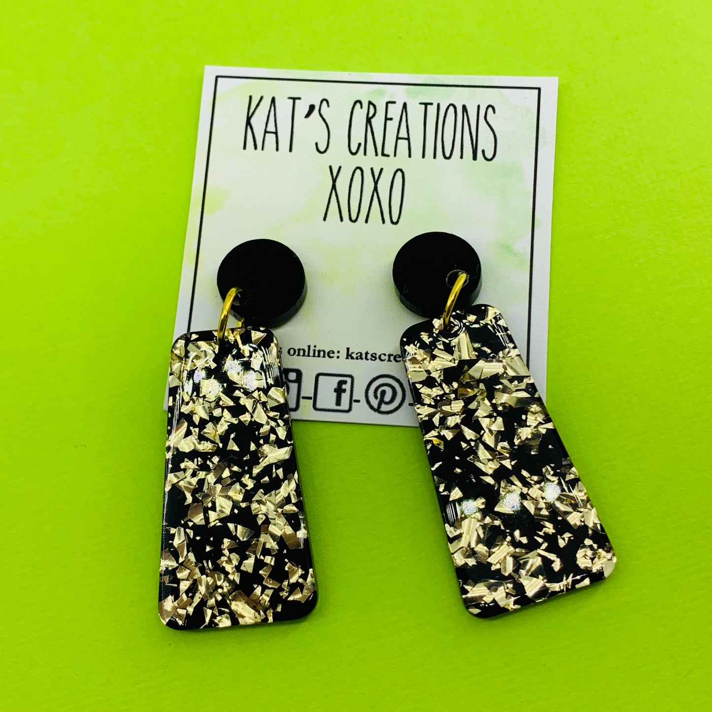 Midnight Sky Glitter Dangles - Oblong