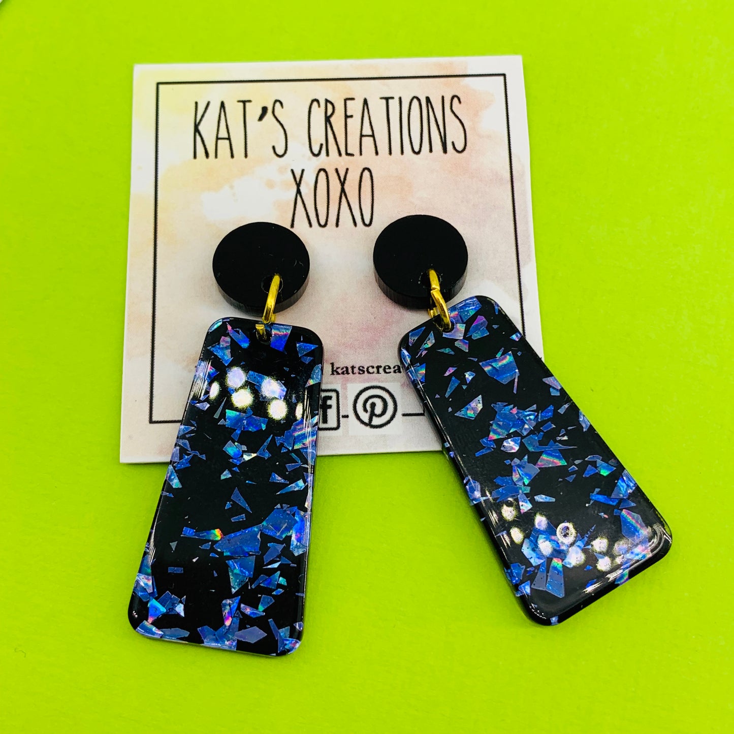 Midnight Sky Glitter Dangles - Oblong