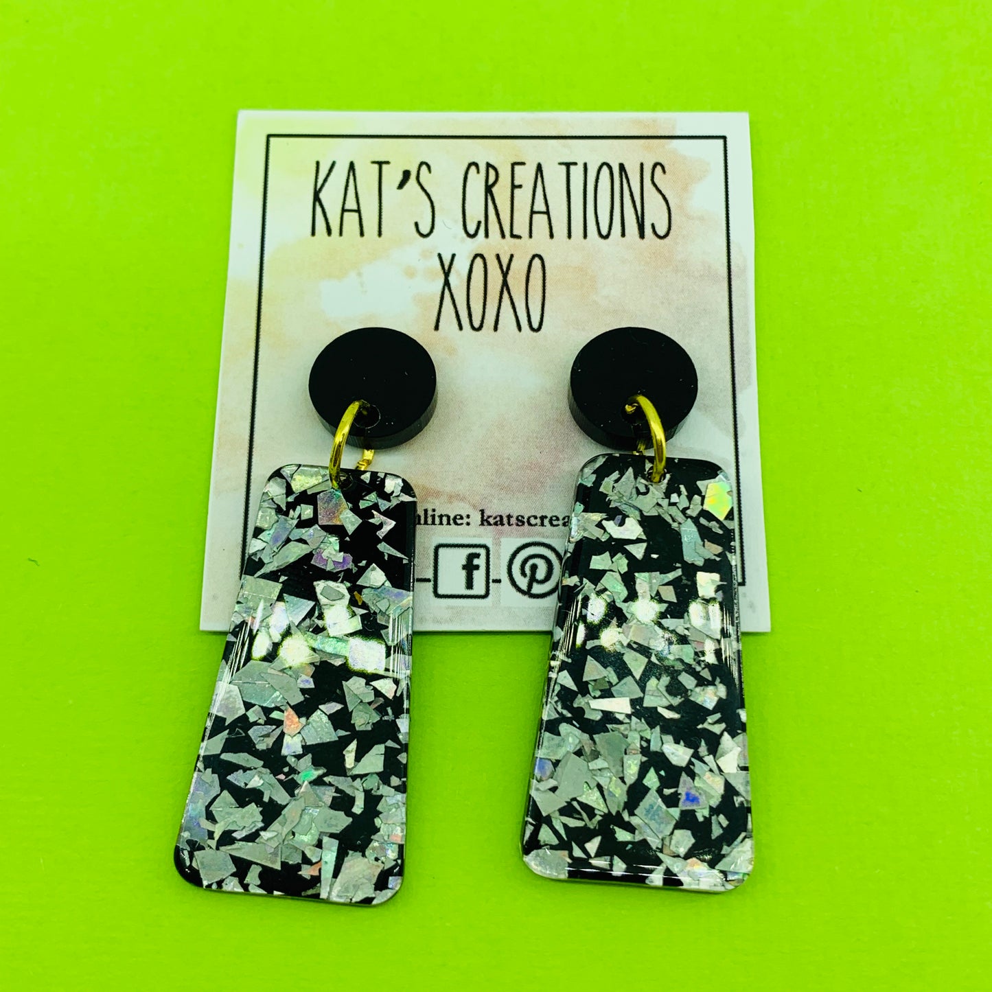 Midnight Sky Glitter Dangles - Oblong