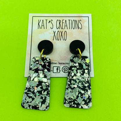 Midnight Sky Glitter Dangles - Oblong