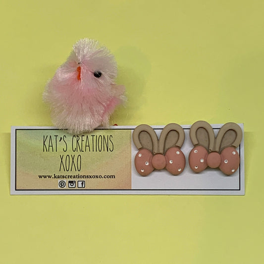 Easter bow bunny studs