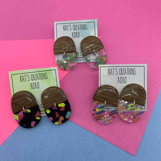 SALE Encapsulating Bamboo & Acrylic Dangle