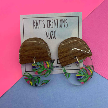 SALE Encapsulating Bamboo & Acrylic Dangle