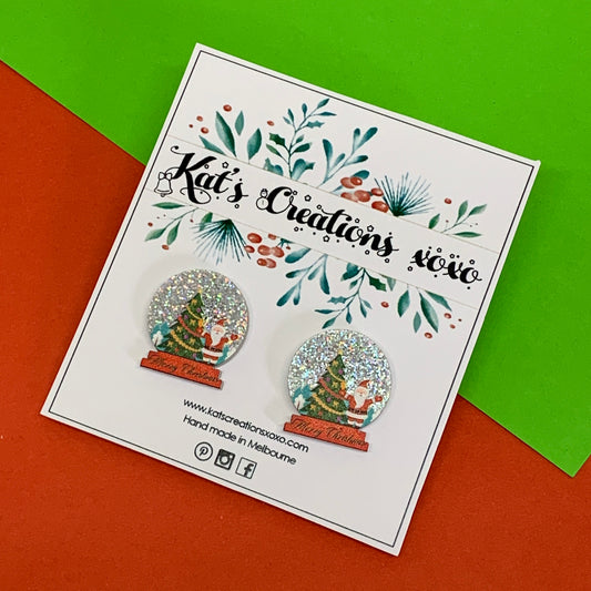 Christmas Studs-  Snow Globe