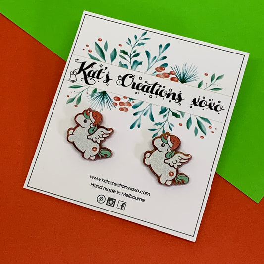 SALE Christmas Studs- Christmas Unicorn