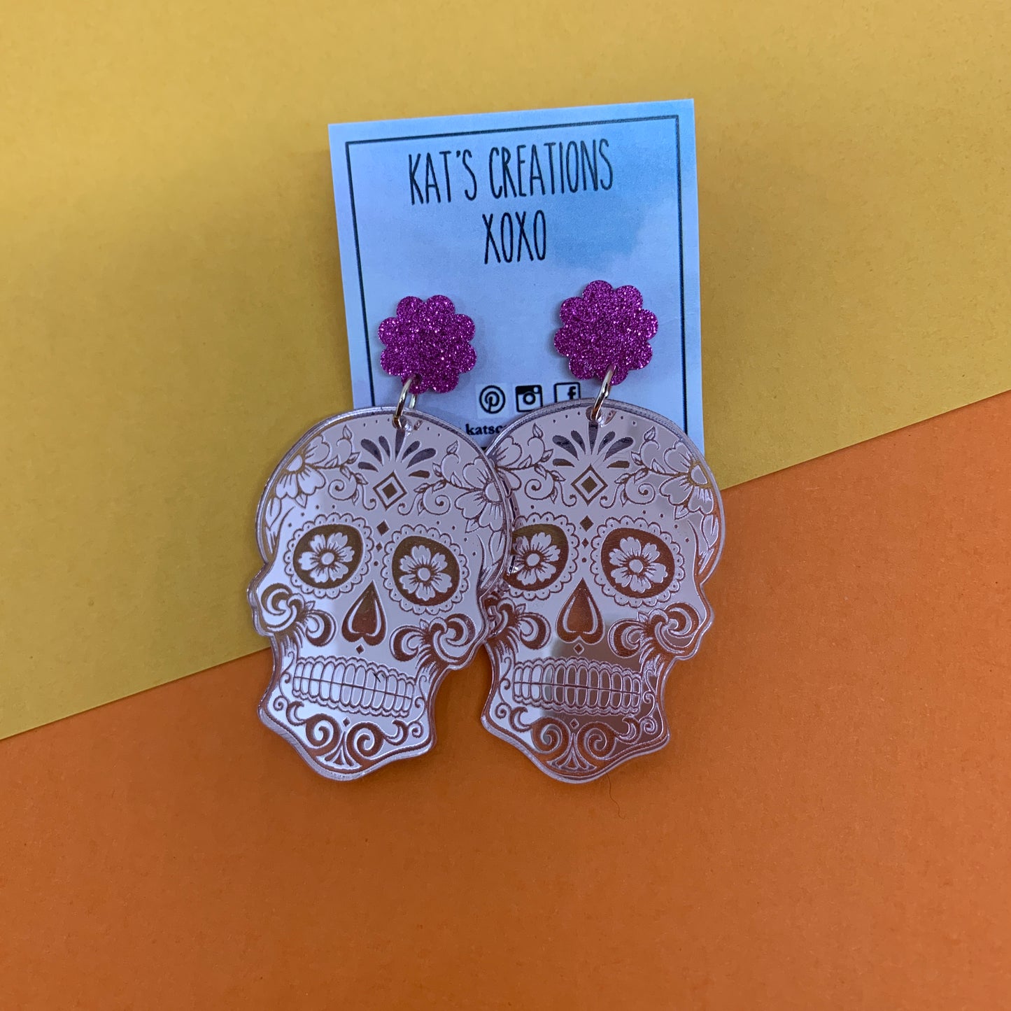 Acrylic Sugar Skull Dangles