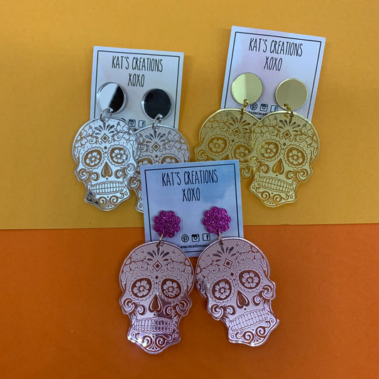 Acrylic Sugar Skull Dangles