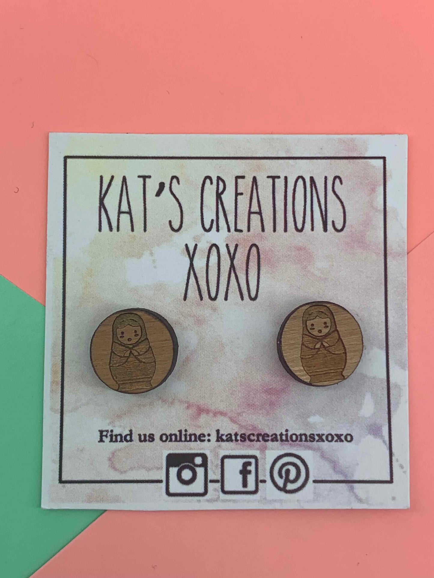 Wooden Babushka Studs