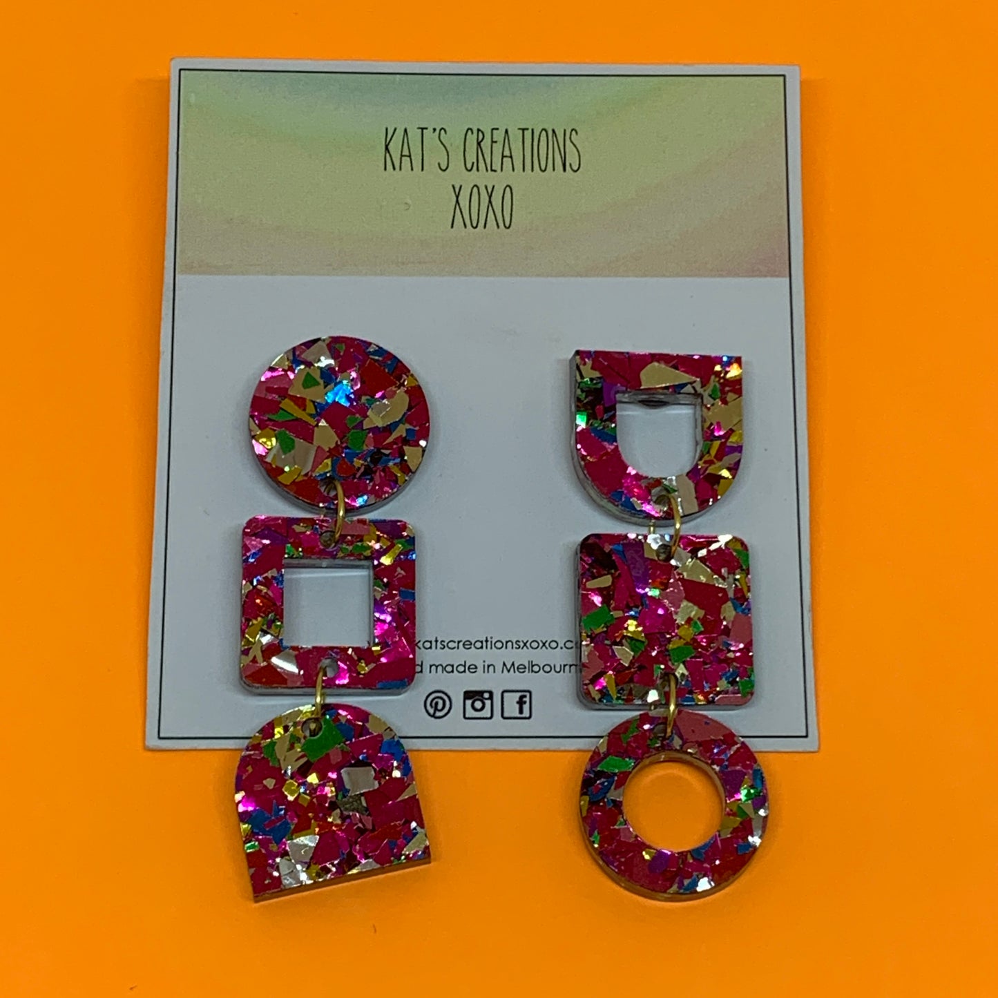 NEW glitter geo trio dangles