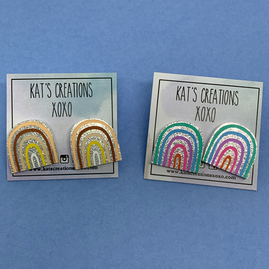 Statement Rainbow Glitter Studs- SALE