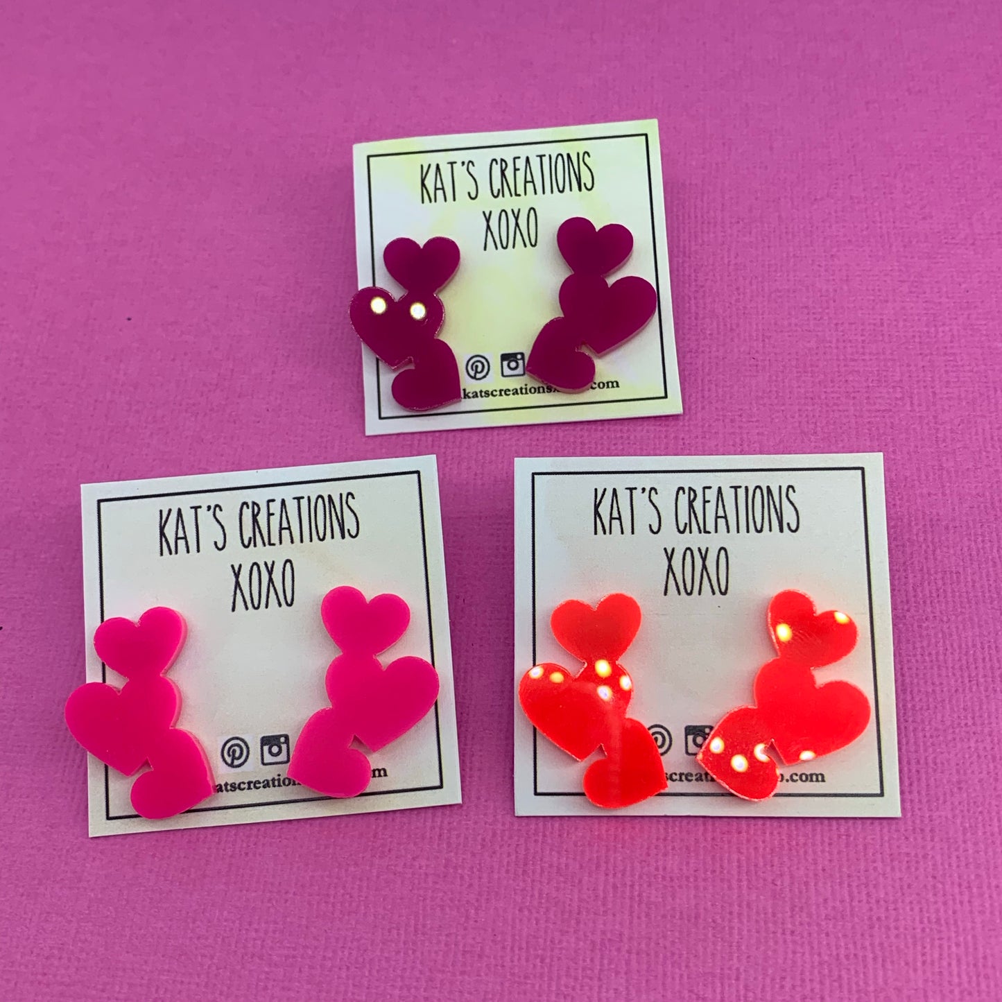 Valentines collection trio of hearts studs