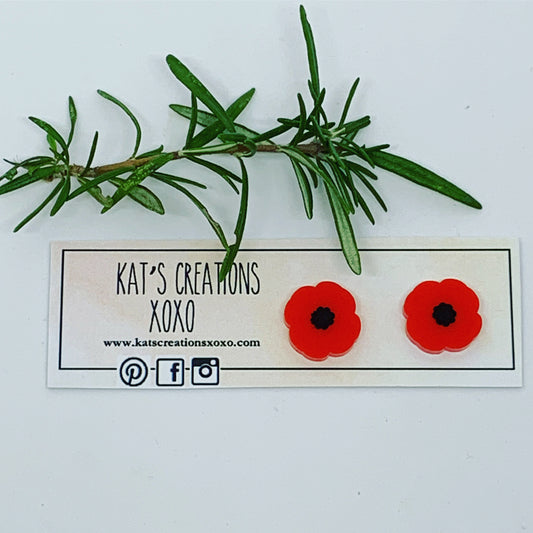 Anzac Poppy studs